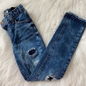 Girl’s Kid Nation Acid Wash Distressed Jeans